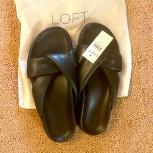 Black Leather Slides